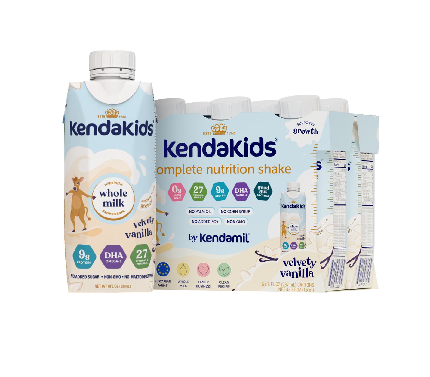 Kendakids Complete Nutrition Shake - Velvety Vanilla, 8 oz Bottles