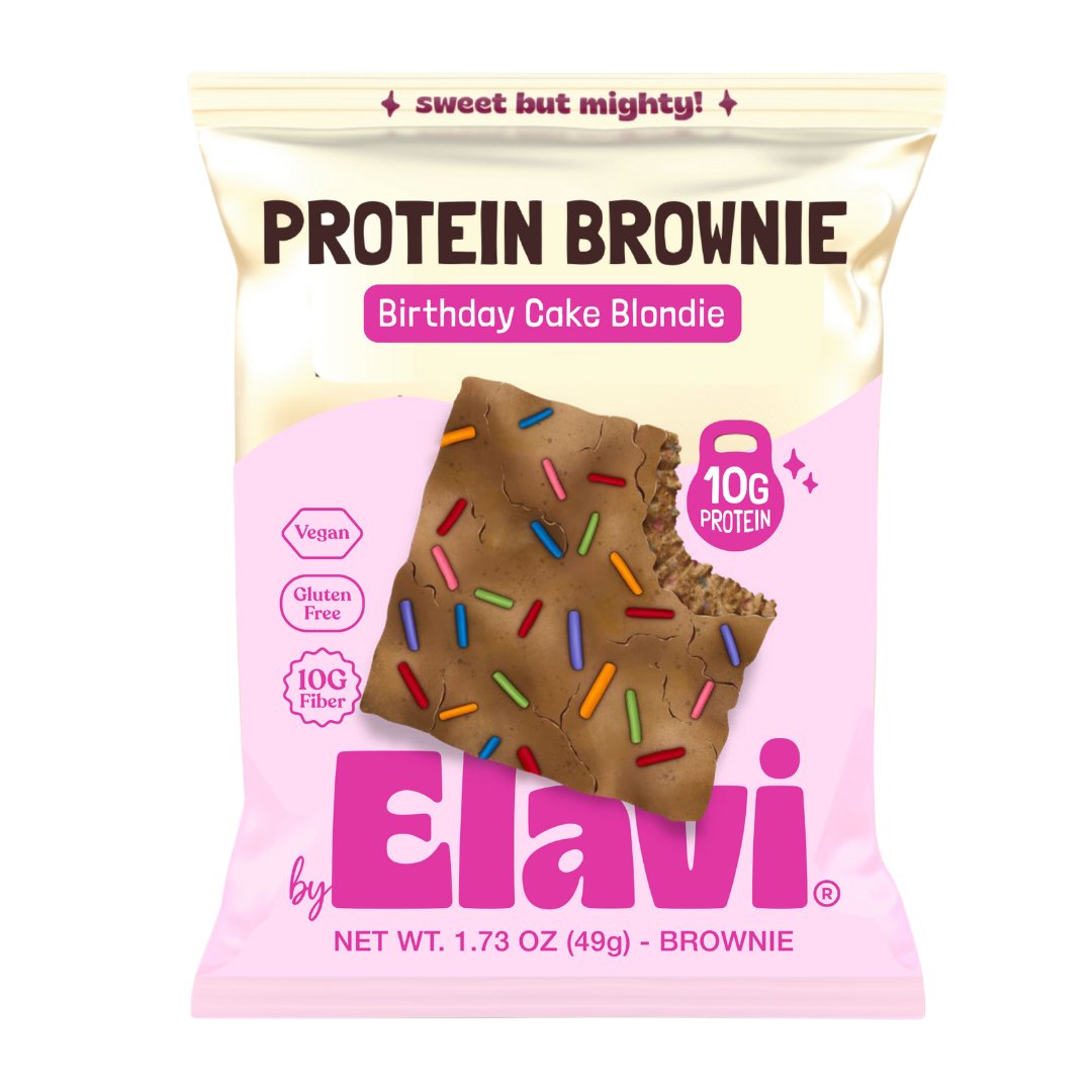 Elavi Birthday Cake Blondie Protein Brownie