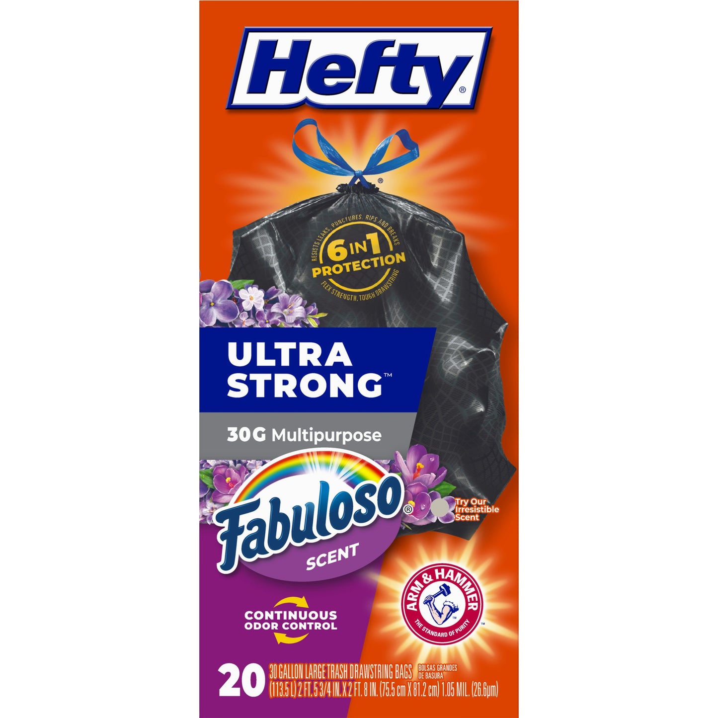 Hefty Ultra Strong Multipurpose Trash Bags, 30 Gallon - Fabuloso