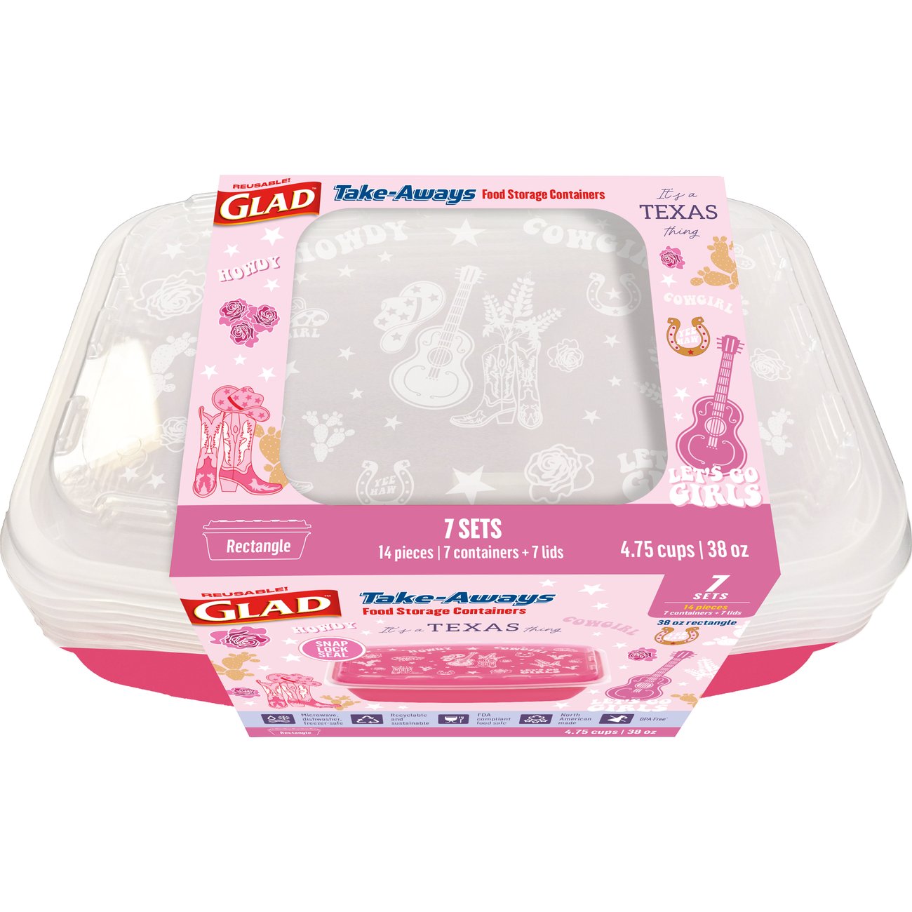Glad Take-Aways Food Storage Texas Edition - Pink Cowgirl