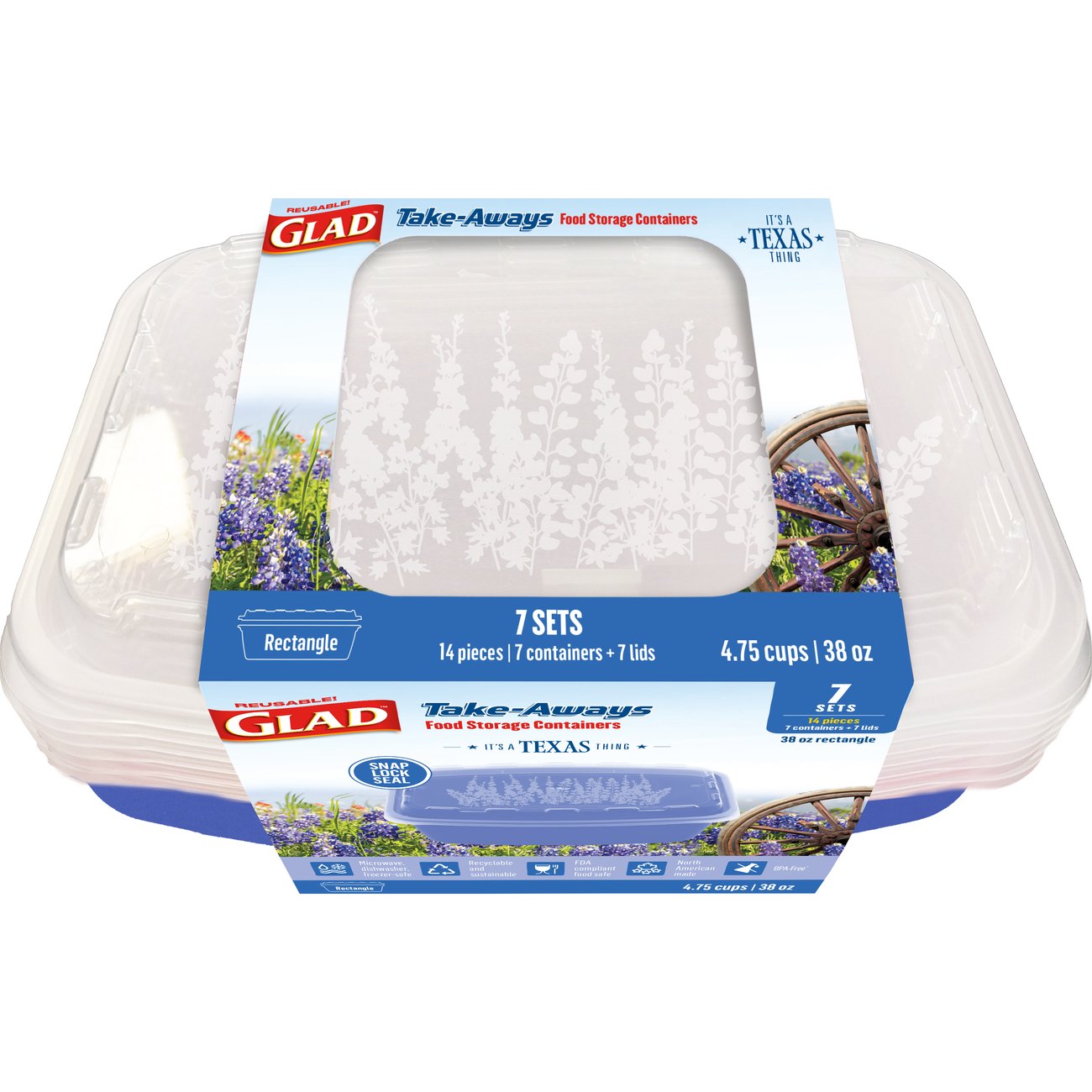Glad Take-Aways Food Storage Texas Edition - Bluebonnet
