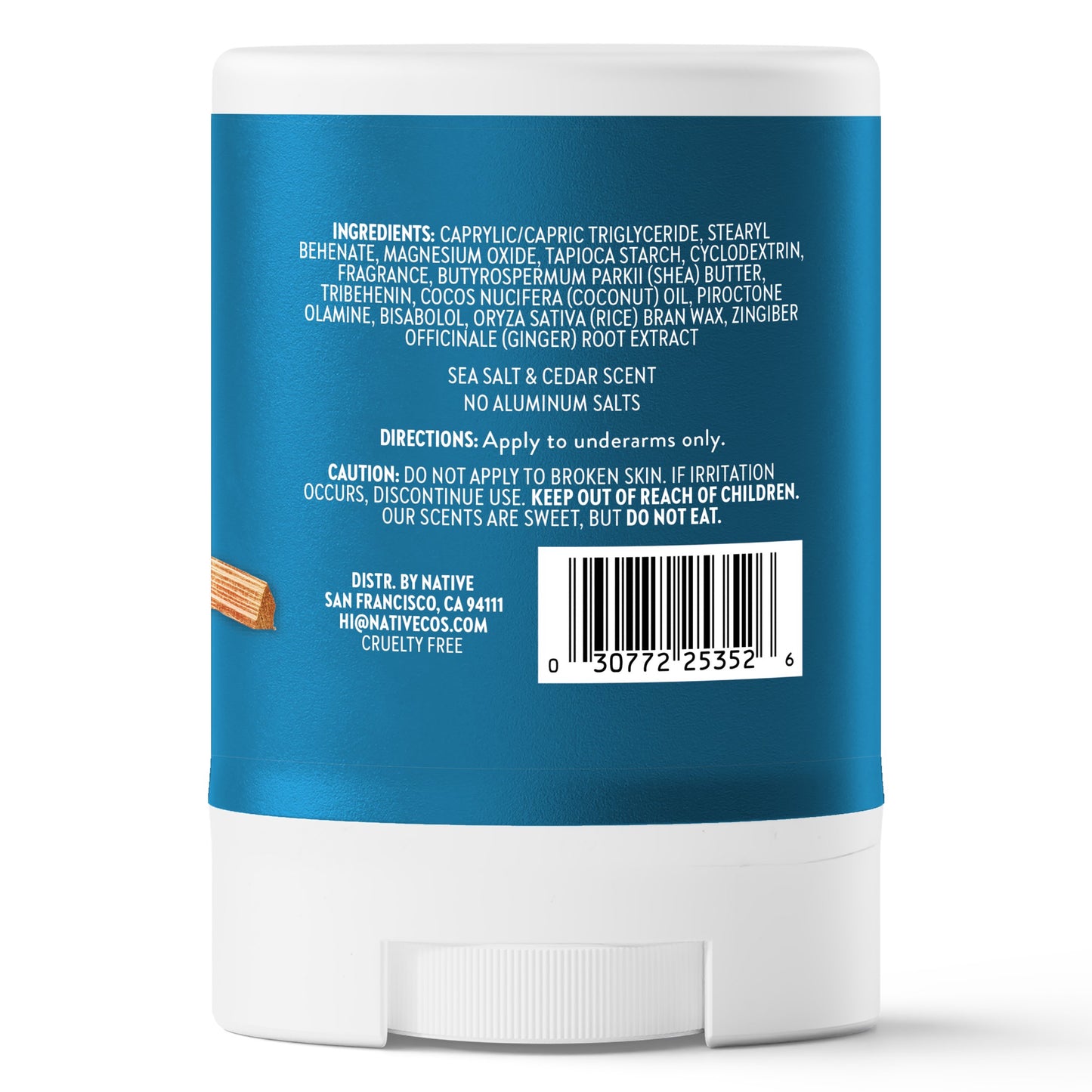 Native Travel Size Aluminum Free Deodorant Solid - Sea Salt And Cedar