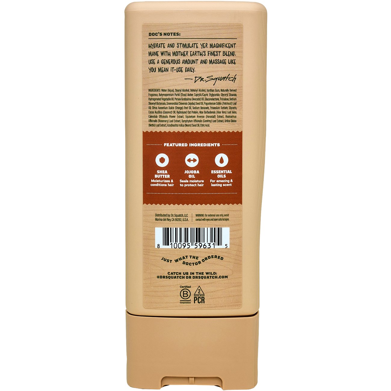 Dr. Squatch Men's Natural Moisturizing Conditioner - Wood Barrel Bourbon