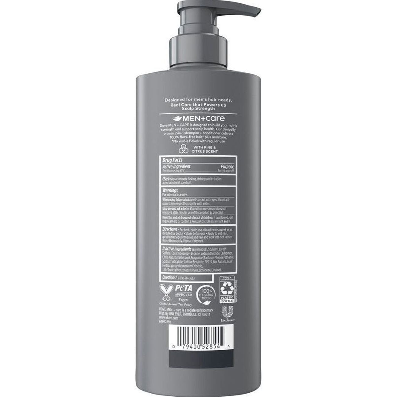 Dove Men+Care 2-in-1 Shampoo & Conditioner - Citrus, Anti-Dandruff + Pyrithione Zinc