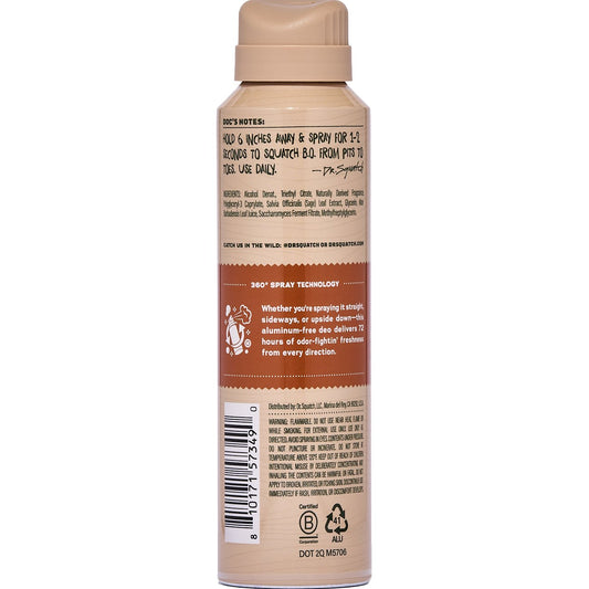 Dr. Squatch Men's Natural Odor Squatching Aluminum Free Deodorant Spray - Wood Barrel Bourbon