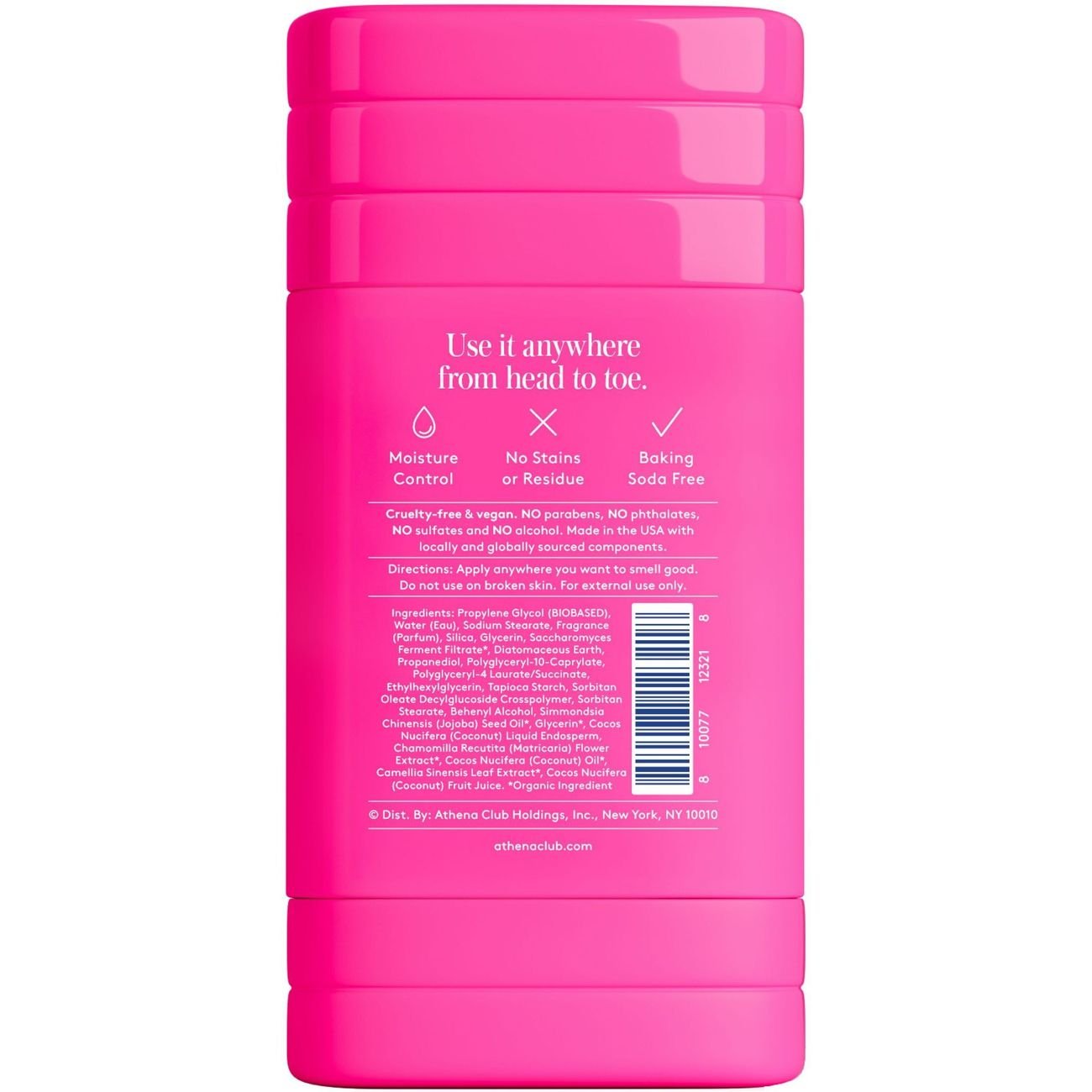 Athena Club Aluminum Free All Over Body Deodorant Solid - Super Pink