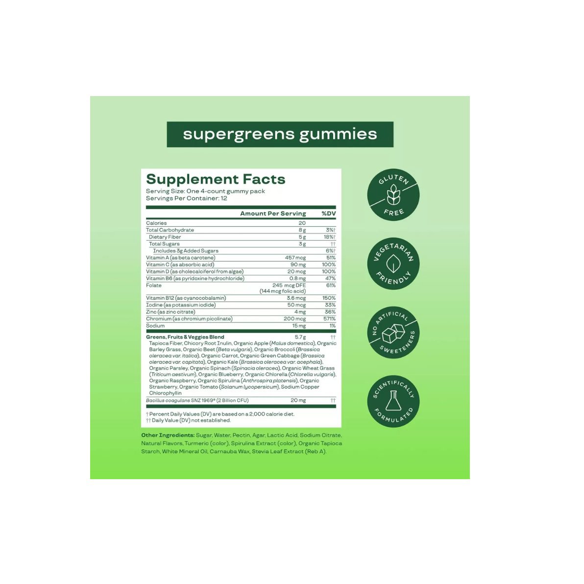 Bloom Supergreens Gummies Strawberry Kiwi