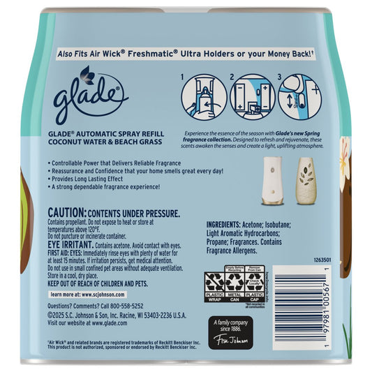 Glade Automatic Refill Spray Value Pack - Coconut Water & Beach Grass