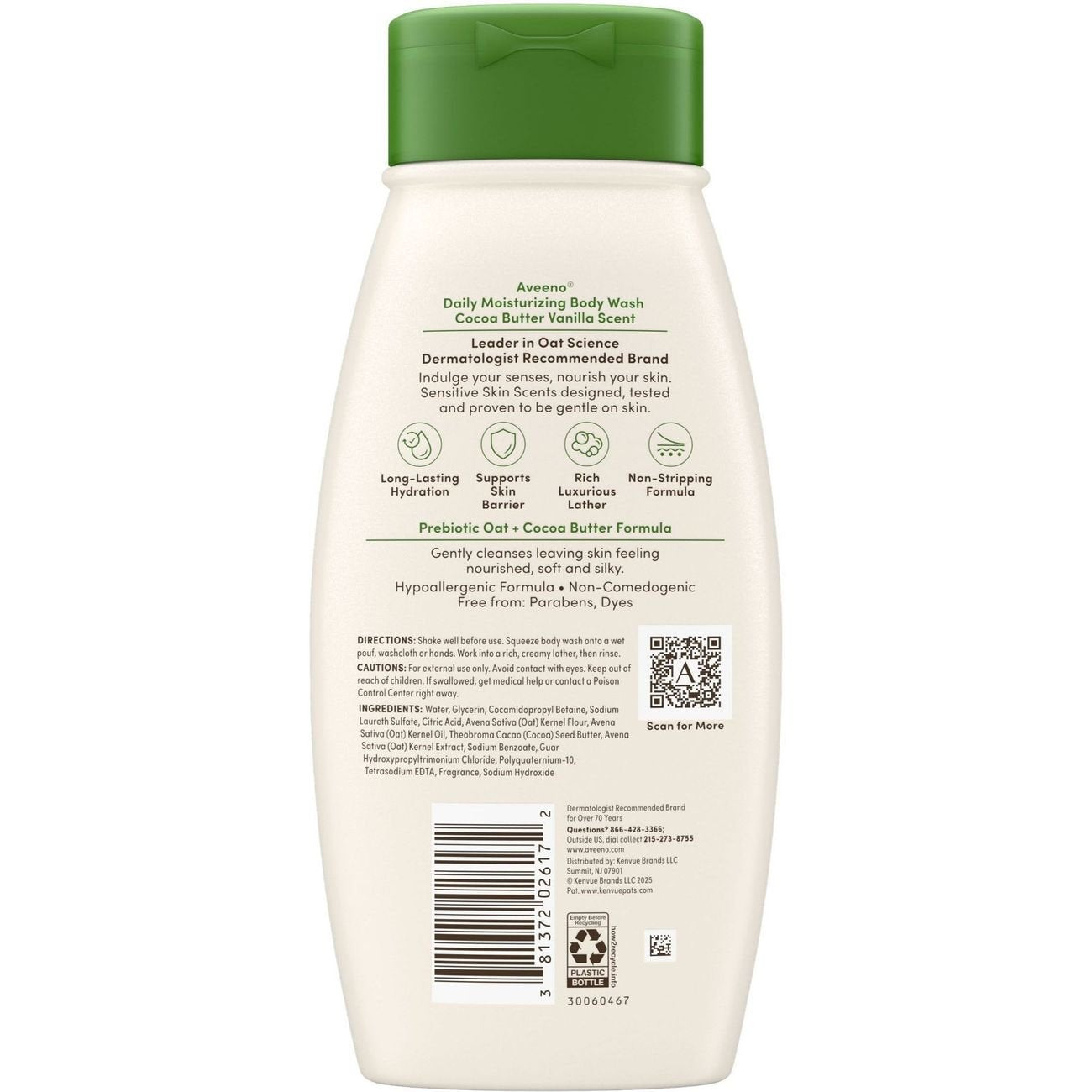 Aveeno Daily Moisturizing Sensitive Skin Oat Body Wash - Cocoa Butter & Vanilla