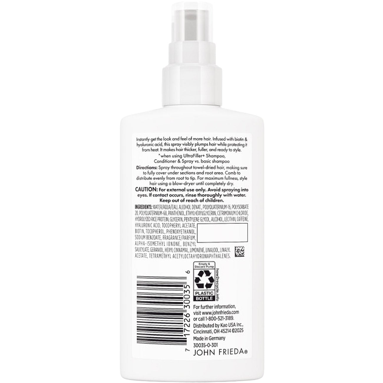 John Frieda Ultra Filler Thickening Spray Hair Treatment