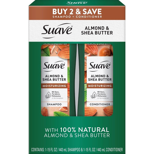 Suave Moisturizing Almond & Shea Butter Shampoo & Conditioner 2 pk