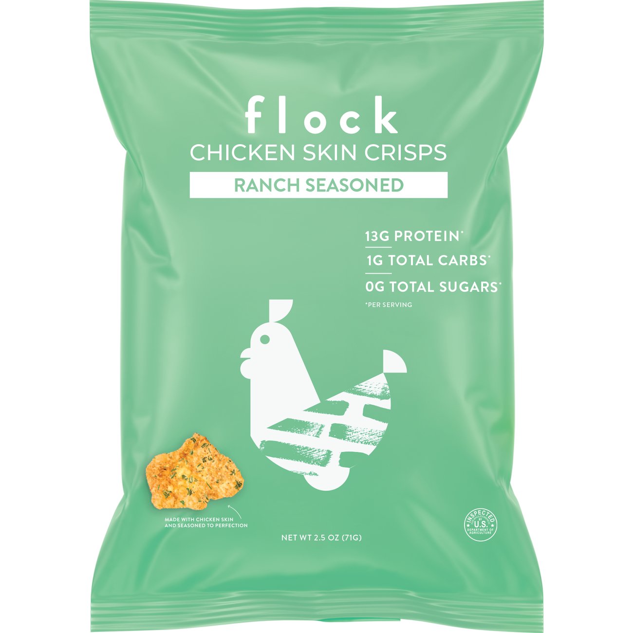 Flock Chicken Skin Crisps Ranch Seasoned