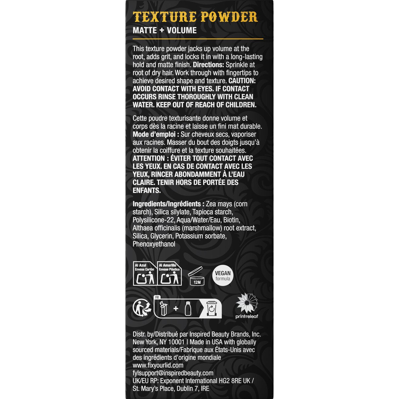 Fix Your Lid Men's Texturizing Hair Styling Powder