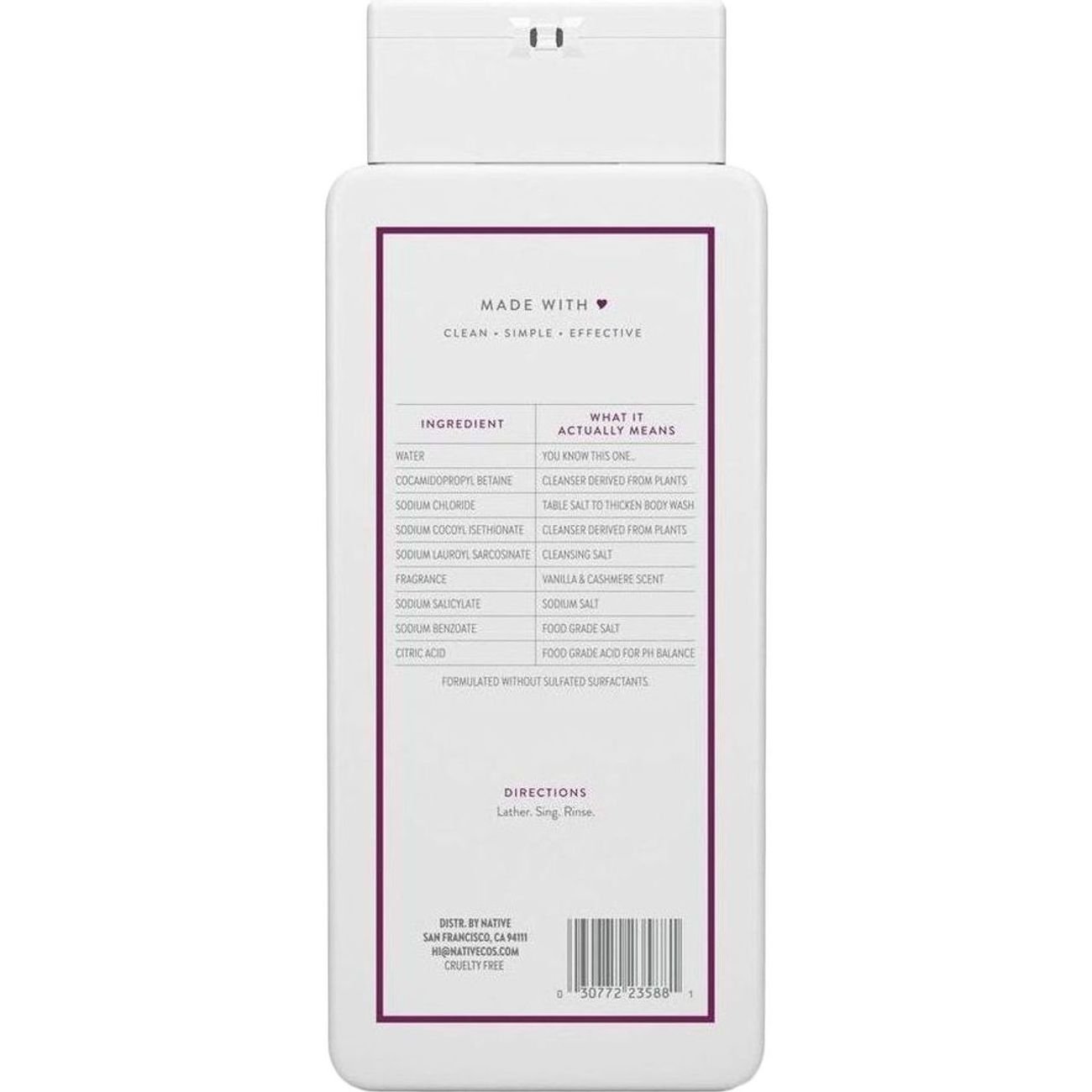 Native Body Wash - Vanilla & Cashmere