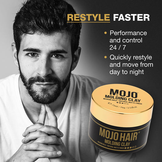 MOJO Molding Hair Styling Clay - Medium Hold, Matte Finish