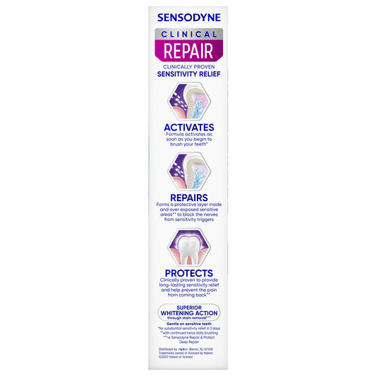 Sensodyne Clinical Repair Whiten & Shine Toothpaste for Sensitivity Relief, 3.4 oz