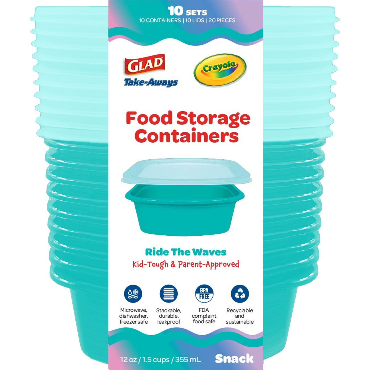Glad Take-Aways Food Storage Containers - Ride the Wave, 10 pk