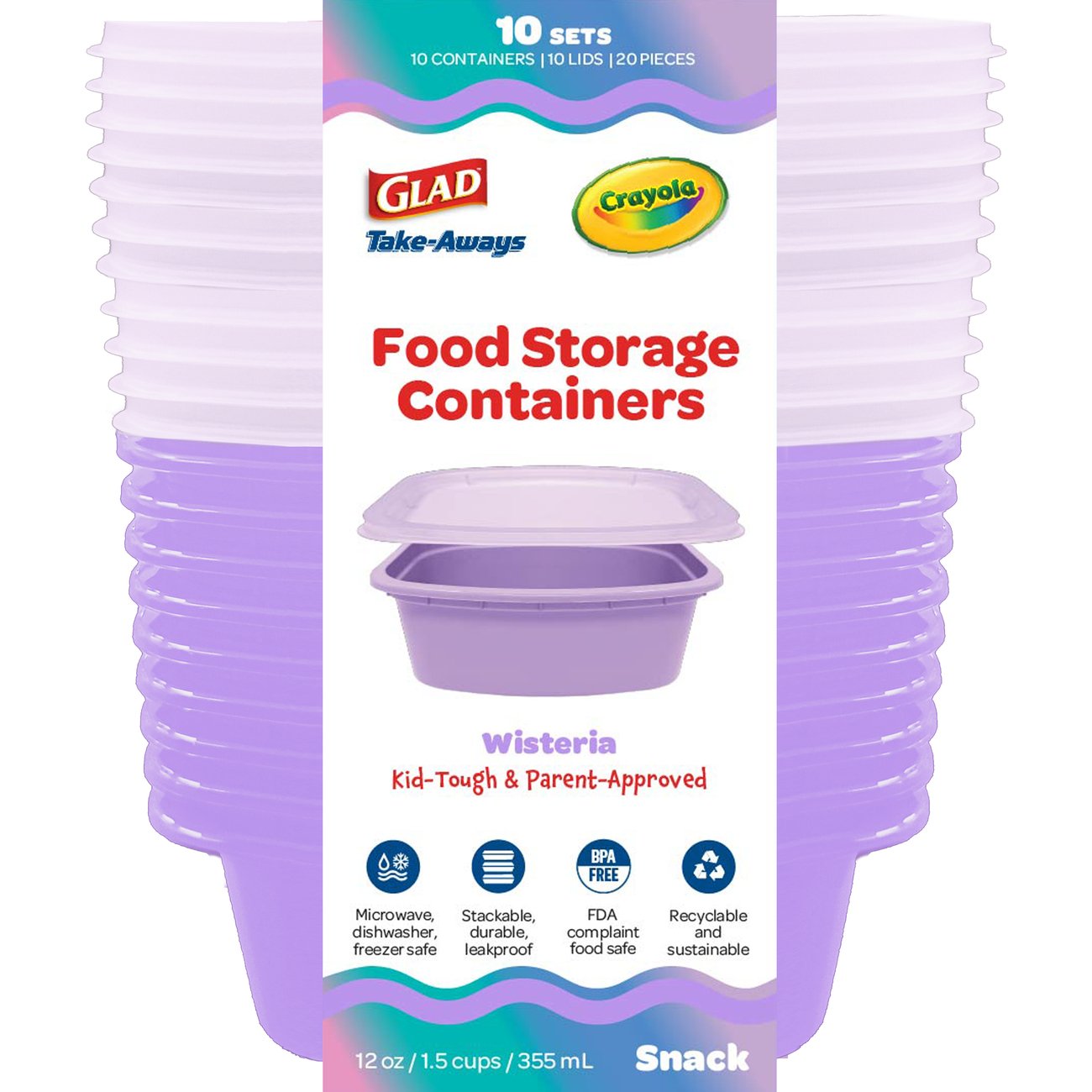 Glad Take-Aways Food Storage Containers - Wisteria, 10 pk