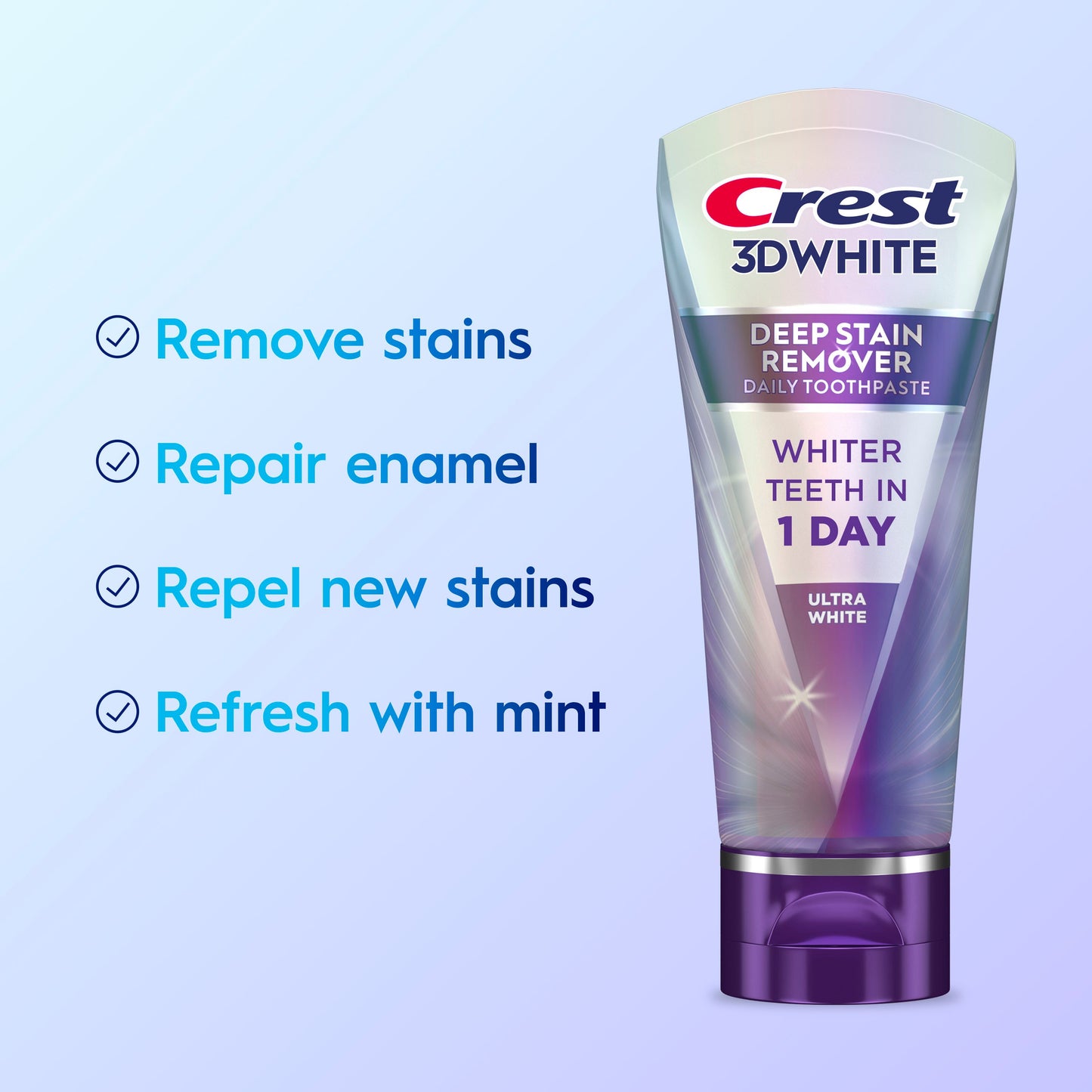 Crest 3D White Deep Stain Remover Toothpaste - Ultra White, 2 pk