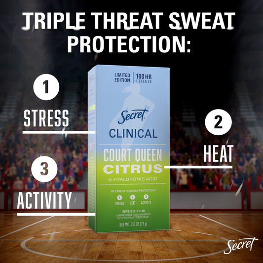 Secret Limited Edition 100 Hr Invisible Solid Antiperspirant Deodorant - Court Queen Citrus
