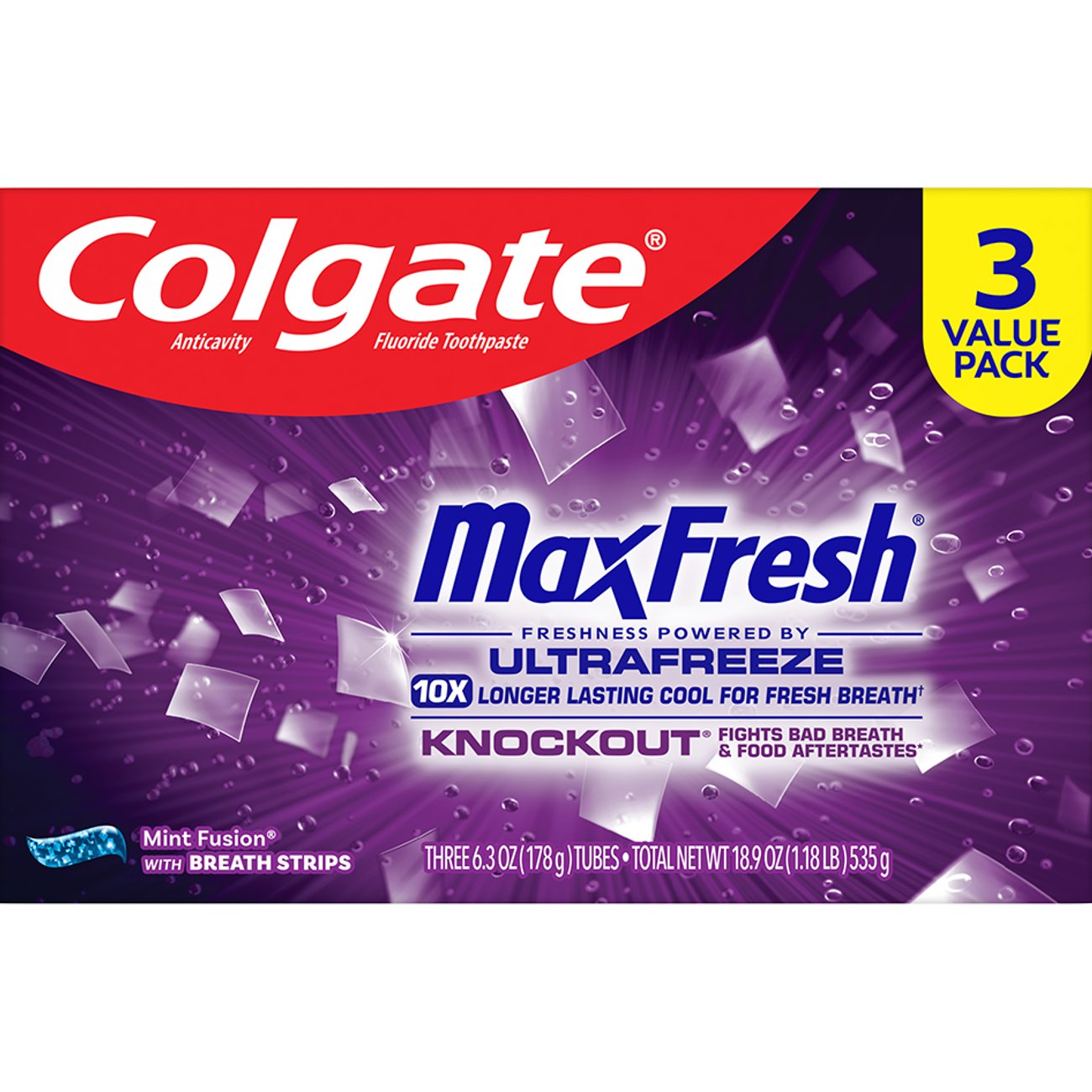 Colgate Max Fresh Knockout Toothpaste - Mint Fusion, 3 pk