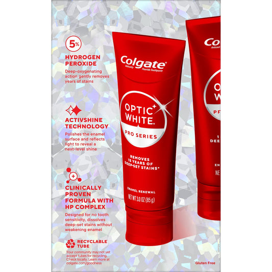 Colgate Optic White Pro Series Enamel Renewal Toothpaste - Soothing Mint, 2 pk