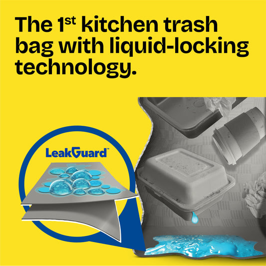 Glad ForceFlex Leak Guard Drawstring Trash Bag, 13 Gallon - Sunshine Lemon