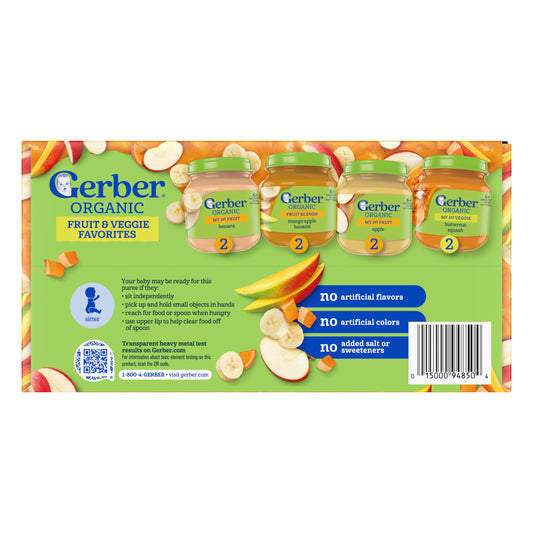 Gerber Organic Stage 1 Baby Food - Fruit & Veggie Favorites Variety Pack