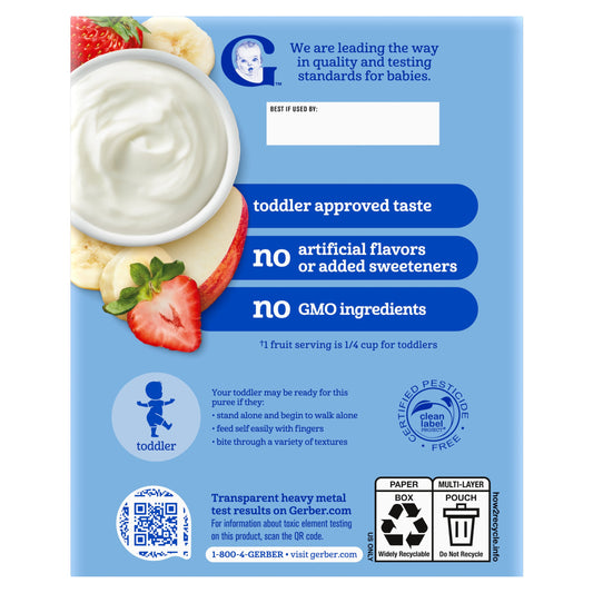 Gerber Fruit Smoothie Toddler Baby Food Pouch - Strawberry Banana With Yogurt