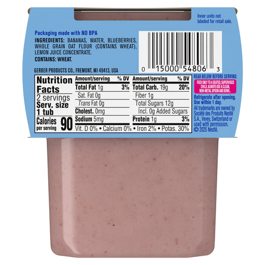 Gerber Breakfast Blends - Banana Blueberry Oatmeal, 4 oz Tubs