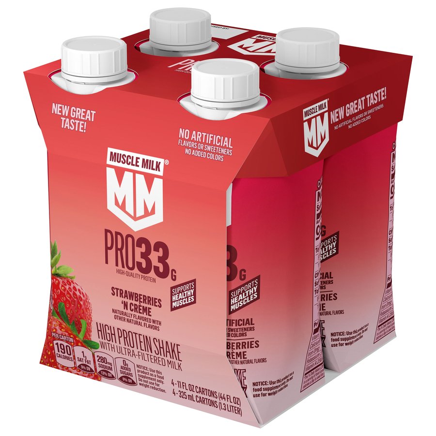 Muscle Milk Pro 33g Protein Shake 4 pk Cartons - Strawberries 'N Creme