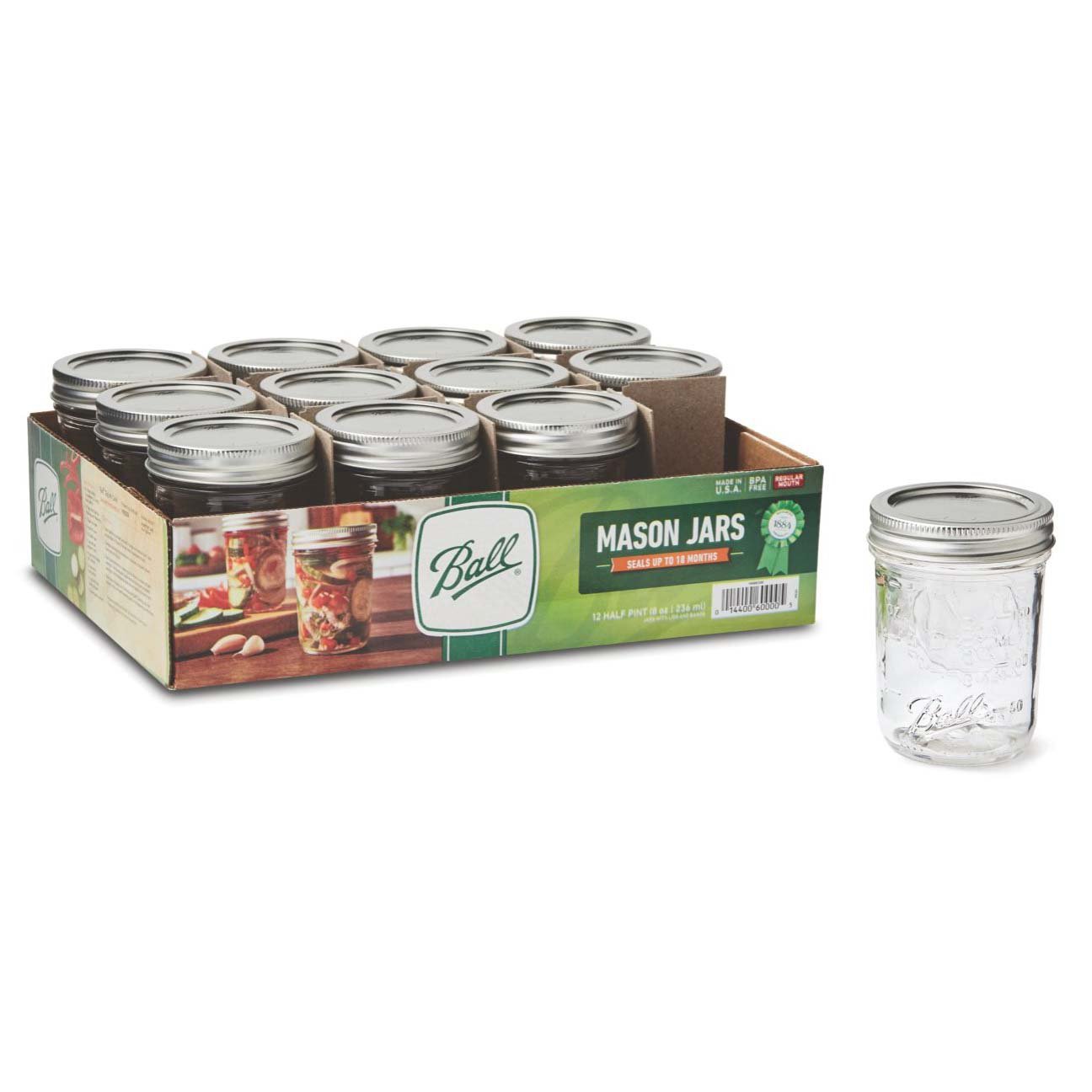 Ball Half Pint Mason Jars & Lids-Regular Mouth