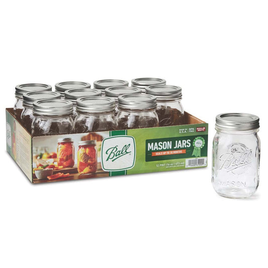 Ball Pint Mason Jars & Lids-Regular Mouth