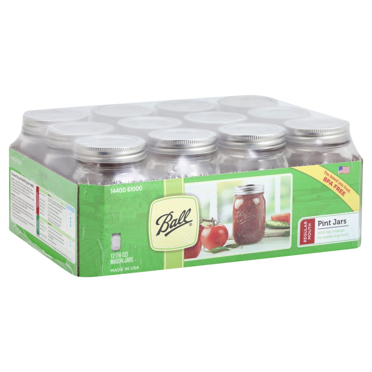 Ball Pint Mason Jars & Lids-Regular Mouth