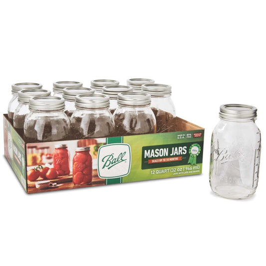 Ball Quart Mason Jars & Lids-Regular Mouth