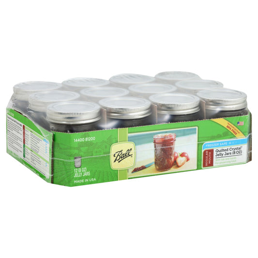 Ball Half Pint Quilted Crystal Jelly Jars & Lids-Regular Mouth