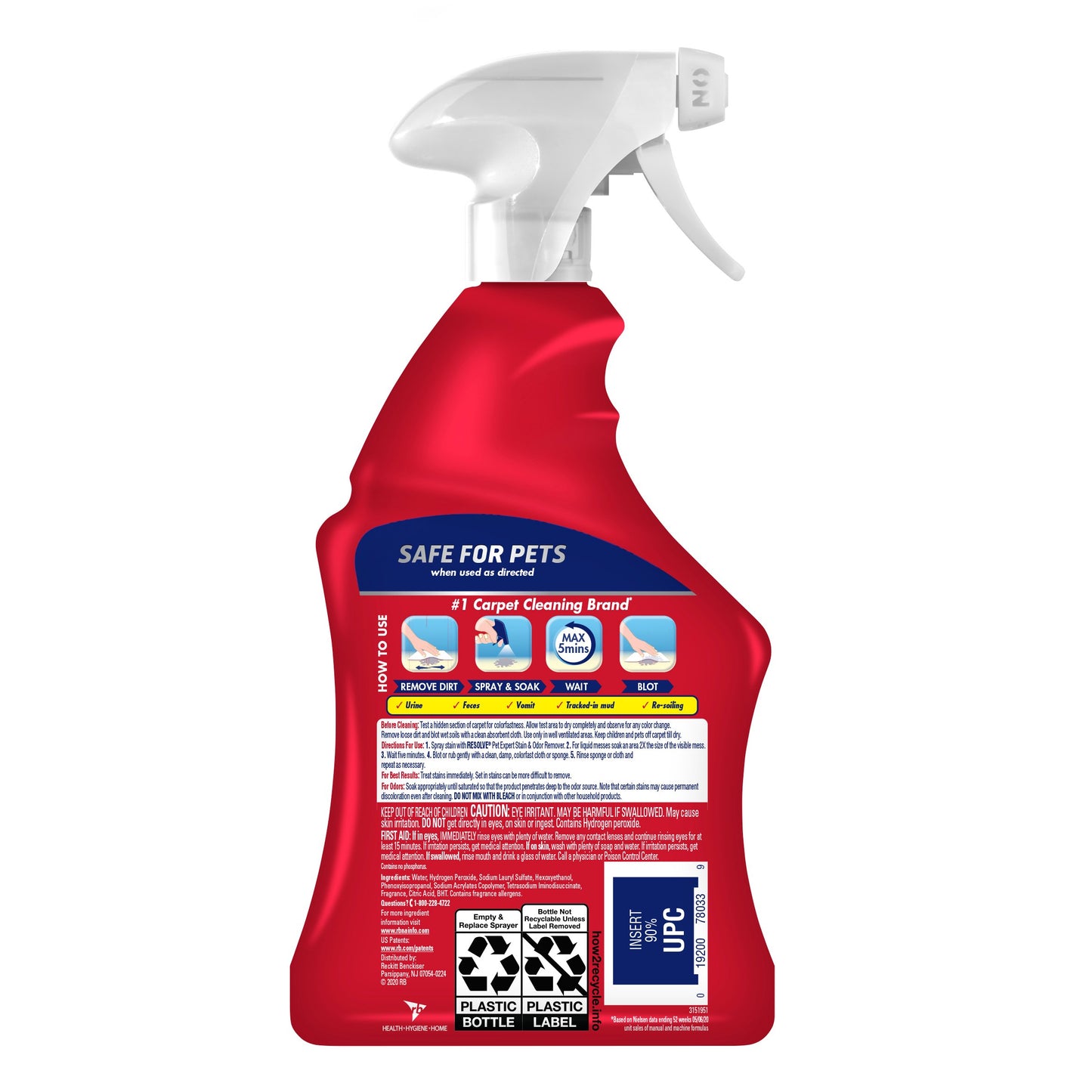 Resolve Pet Expert High Traffic Carpet Cleaner, Pet Stain and Odor Remover Carpet Cleaner Spray