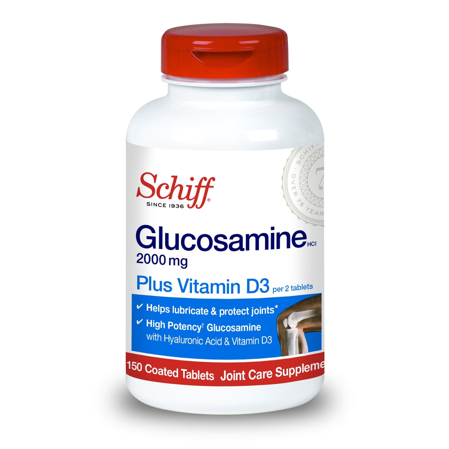 Schiff Glucosamine 2000mg Joint Supplement with Vitamin D3 and Hyaluronic Acid