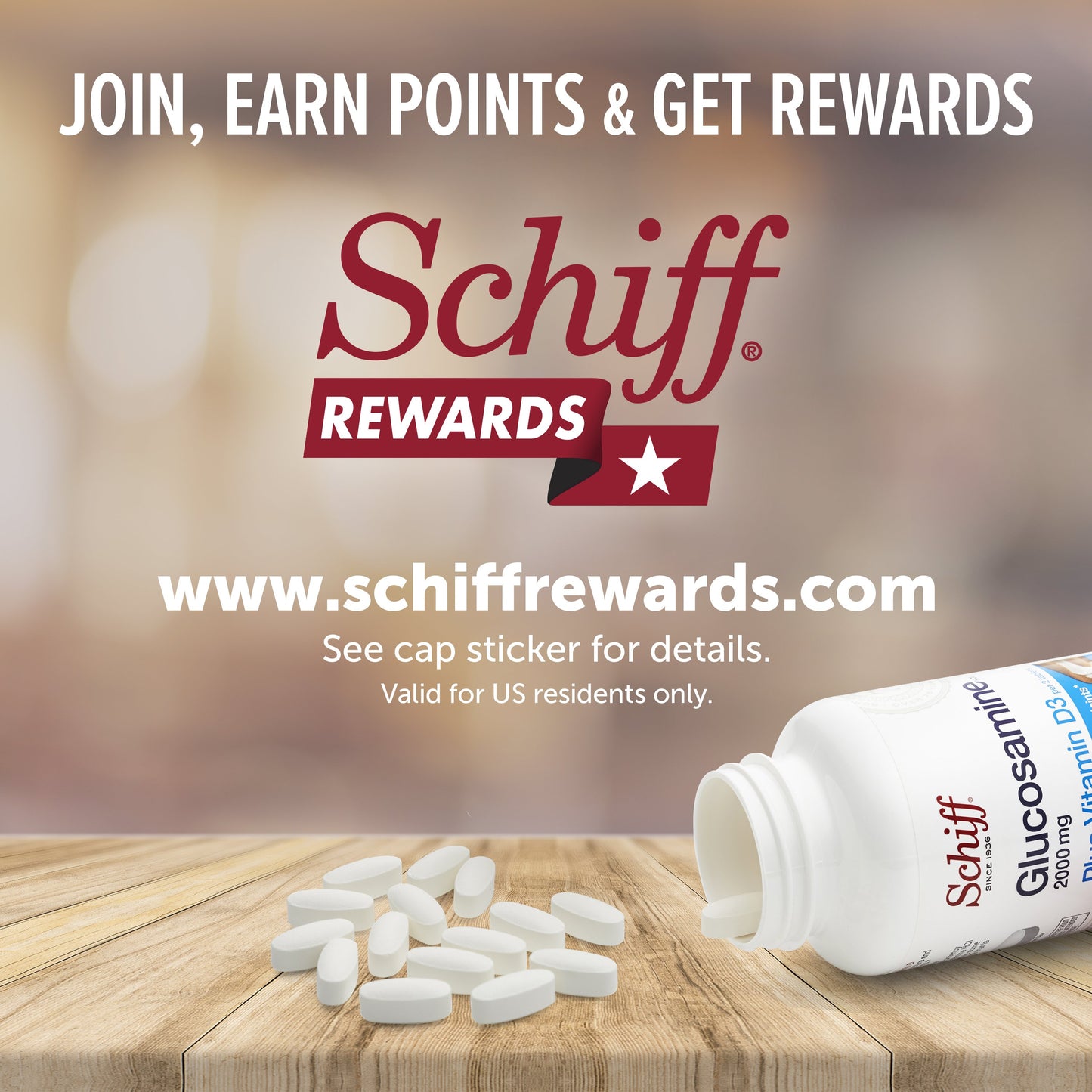 Schiff Glucosamine 2000mg Joint Supplement with Vitamin D3 and Hyaluronic Acid