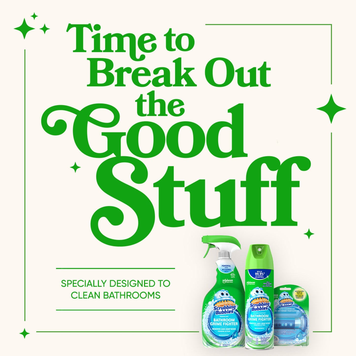 Scrubbing Bubbles Bathroom Grime Fighter Bathroom Cleaner, Aerosol Disinfectant Spray - Rainshower
