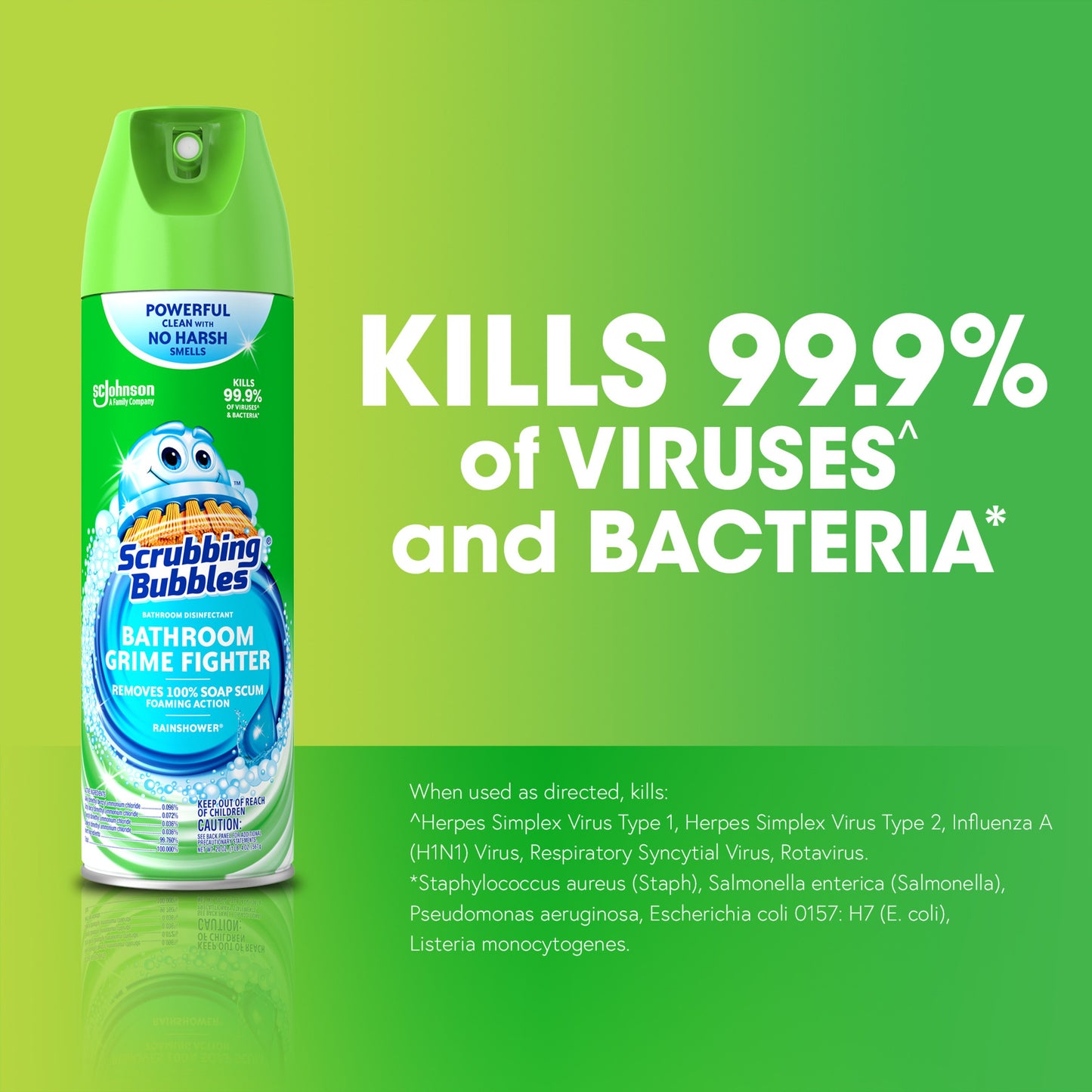 Scrubbing Bubbles Bathroom Grime Fighter Bathroom Cleaner, Aerosol Disinfectant Spray - Rainshower