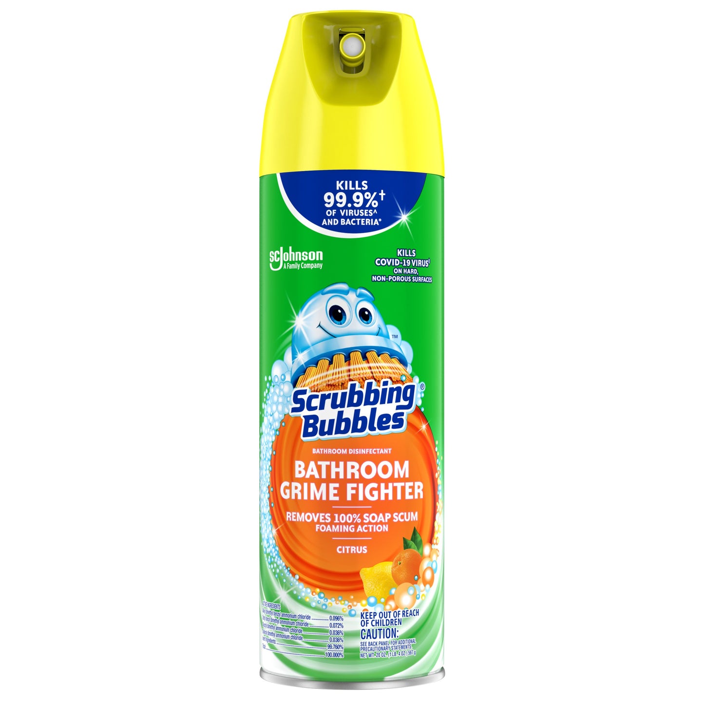 Scrubbing Bubbles Bathroom Grime Fighter Bathroom Cleaner, Aerosol Disinfectant Spray - Citrus