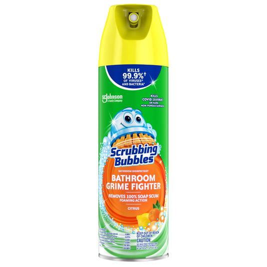 Scrubbing Bubbles Bathroom Grime Fighter Bathroom Cleaner, Aerosol Disinfectant Spray - Citrus