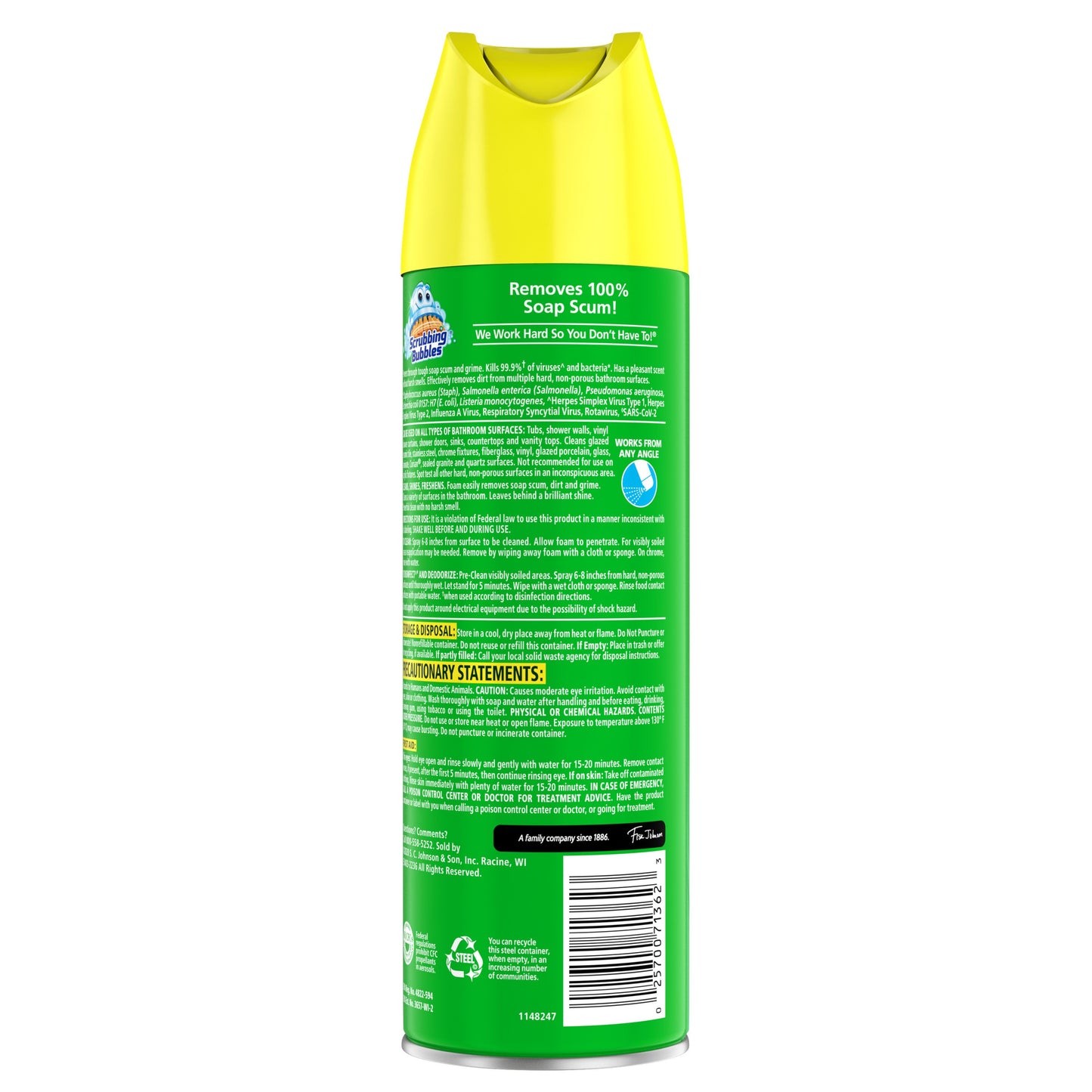Scrubbing Bubbles Bathroom Grime Fighter Bathroom Cleaner, Aerosol Disinfectant Spray - Citrus