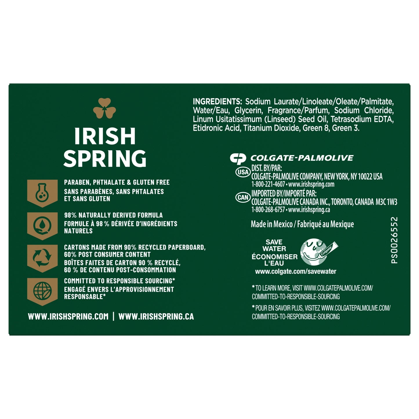 Irish Spring Original Clean Deodorant Bar Soap for Men