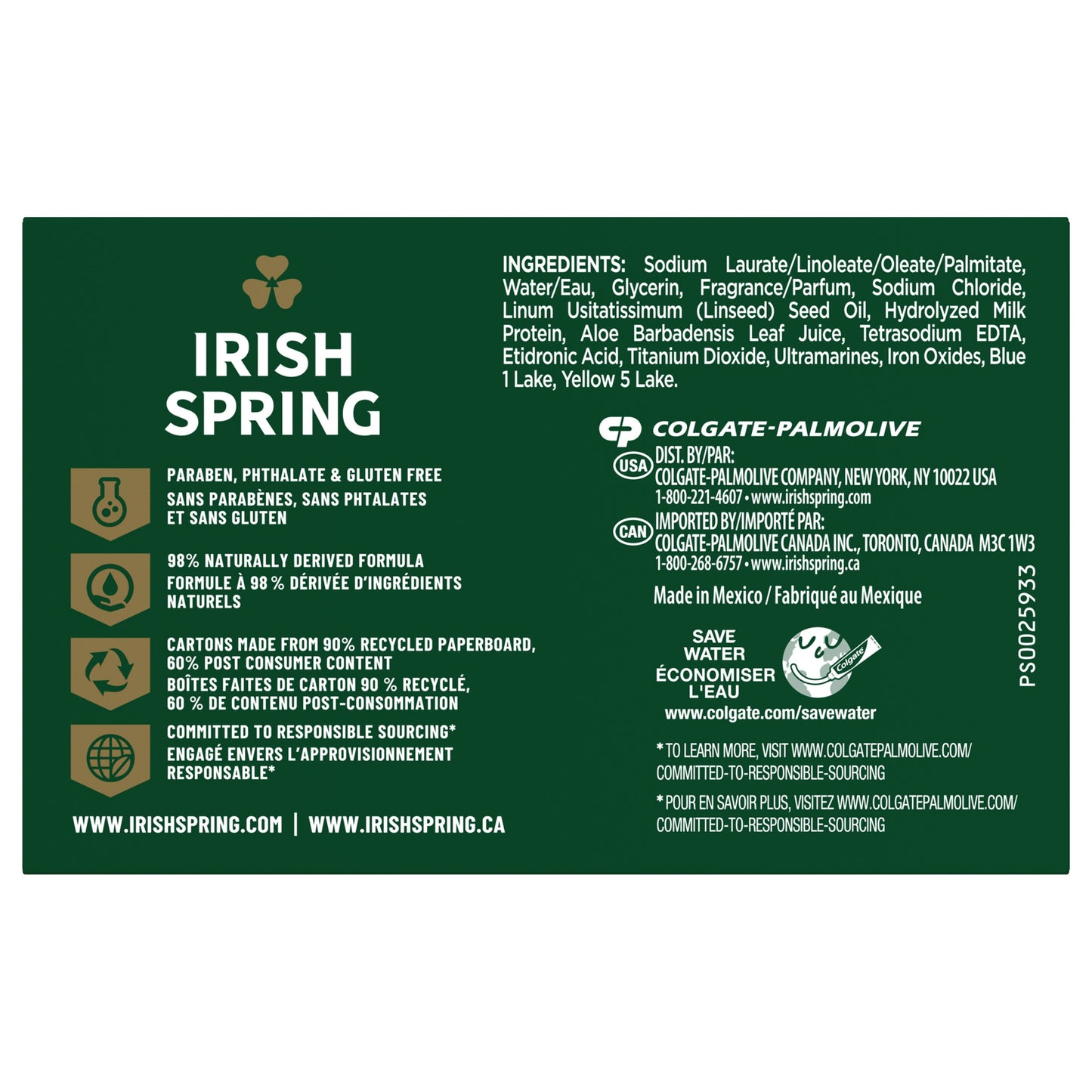 Irish Spring Aloe Mist Deodorant Bar Soap for Men