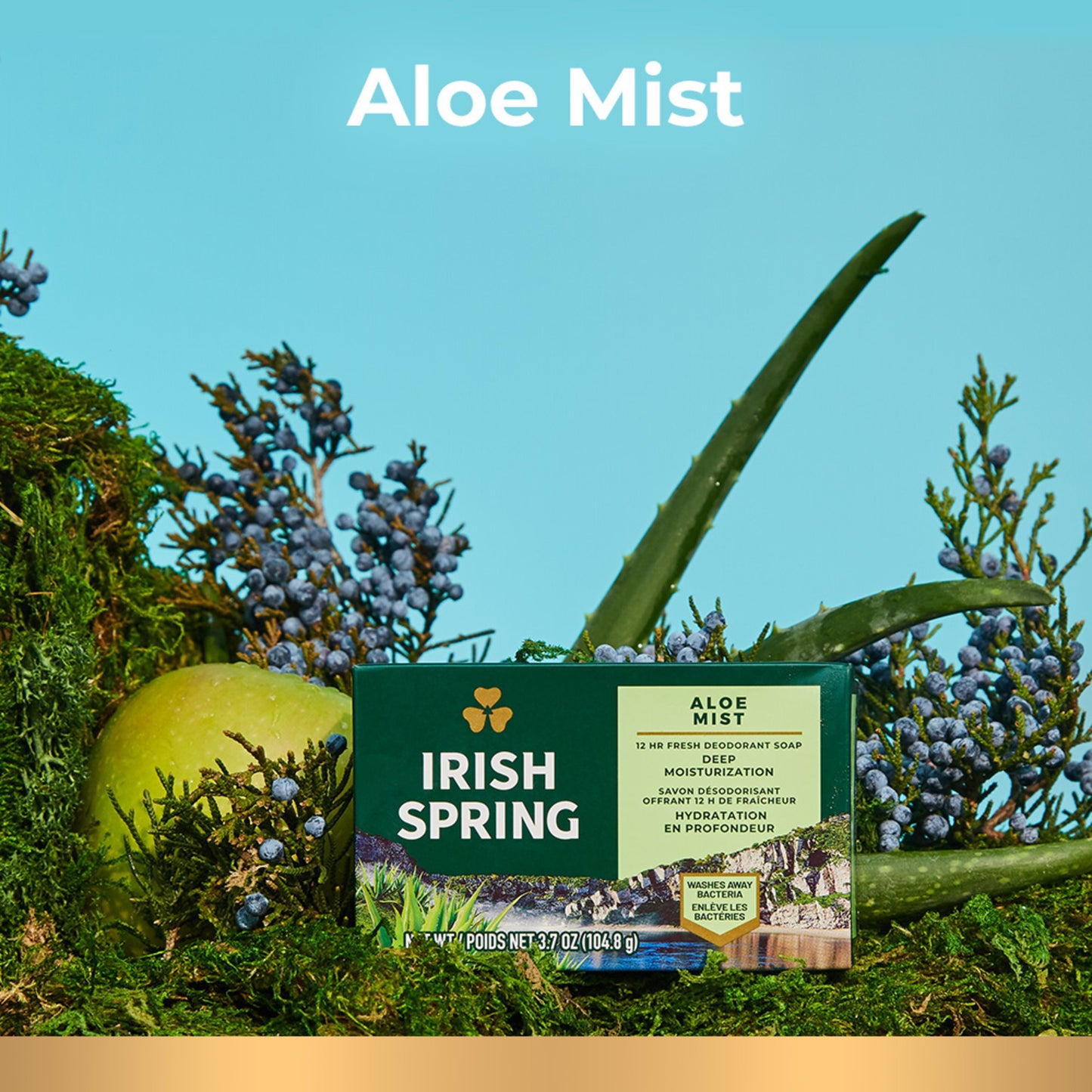 Irish Spring Aloe Mist Deodorant Bar Soap for Men