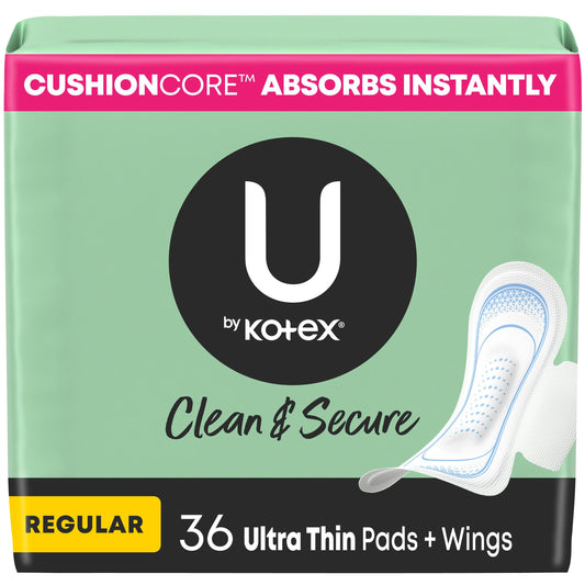 U by Kotex Clean & Secure Ultra Thin Pads with Wings - Regular Absorbency