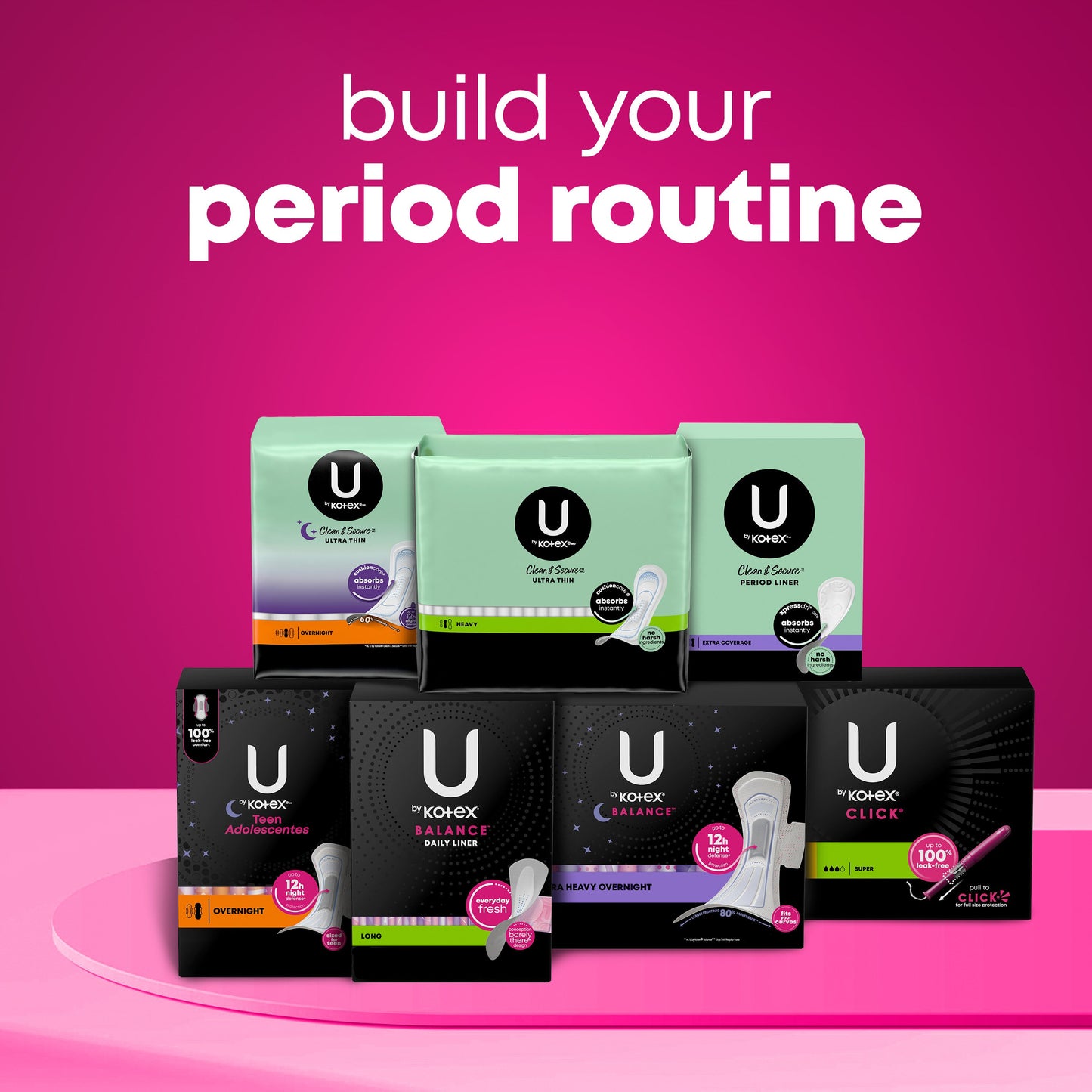 U by Kotex Clean & Secure Ultra Thin Pads with Wings - Regular Absorbency