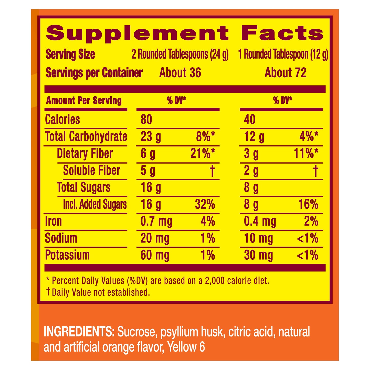 Metamucil 4-in-1 Psyllium Husk Fiber Supplement, Real Sugar, Daily Fiber Powder for Digestive Health, Orange Flavor